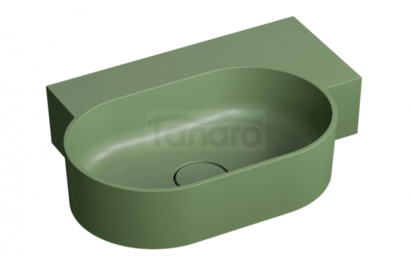 OMNIRES umywalka nablatowa/wisząca OVO M+ prawa, 55 x 38 cm olive mat OVO555UWPOL