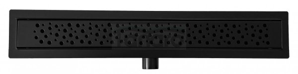 AQUALine - Odpływ liniowy podłogowy BĄBLE BLACK MAT niski z metalowym syfonem  60 CM