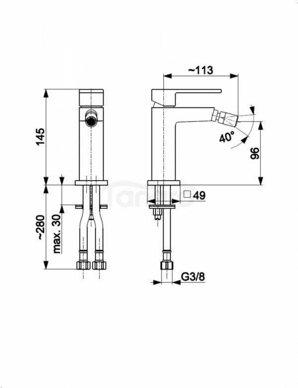 ARMATURA KRAKÓW KFA bateria bidetowa LOGON BRUSHED ROSE GOLD 5137-015-34