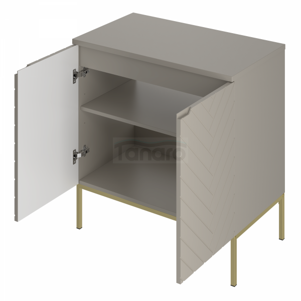 MEGSTYL ASPEN-08 - Szafka pod umywalkę z blatem 2D 80cm Kaszmir Zestaw-1 Złoty Stelaż ASPEN-000159
