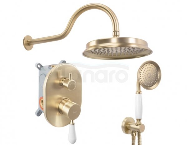 REA - Zestaw natryskowy podtynkowy SERRA Złoty Szczotkowany / Gold Brush + BOX