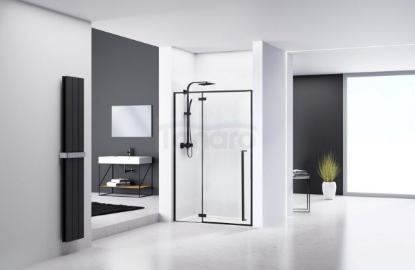 REA - drzwi prysznicowe czarne FARGO BLACK MAT 110
