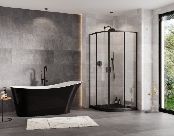 BESCO Kabina prysznicowa z brodzikiem 80x80x190 Zarya Black 80 + brodzik Alex 80 ZB-AL-80-190