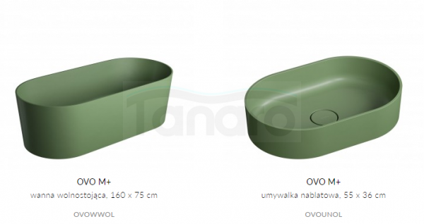 OMNIRES Komplet wanna 160cm z umywalką z kompozytu 55 x 36 cm OVO M+ olive (OL)