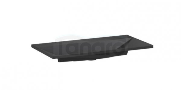 KROFAM - Umywalka kwarcowa EDGE 70cm z otworem na baterię, czarny  ED 7046-O-45