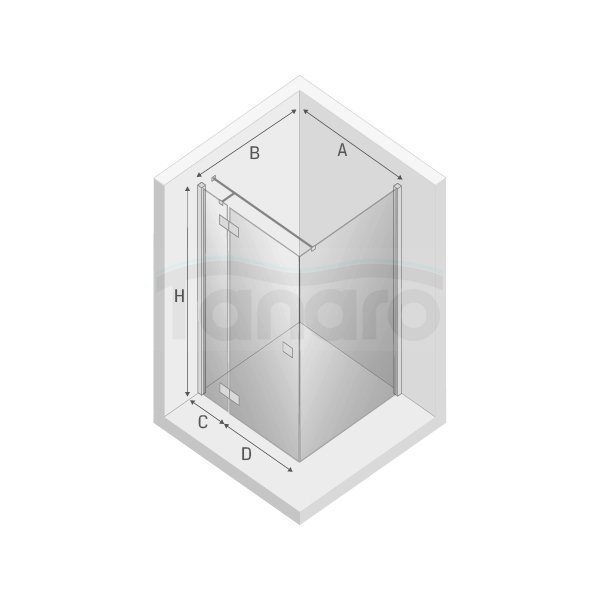 NEW TRENDY Kabina prysznicowa prostokątna pojedyncze drzwi uchylne REFLEXA 80x90 EXK-1236/EXK-0006/1241 PL PRODUKCJA