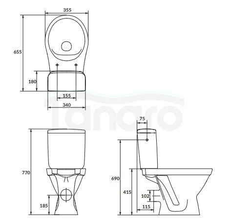 MITO - SET 699 - Wc Kompakt CERSANIA SimpleOn z deską Slim duroplastową, wolnoopadającą z funkcją łatwego wypinania  K11-2340