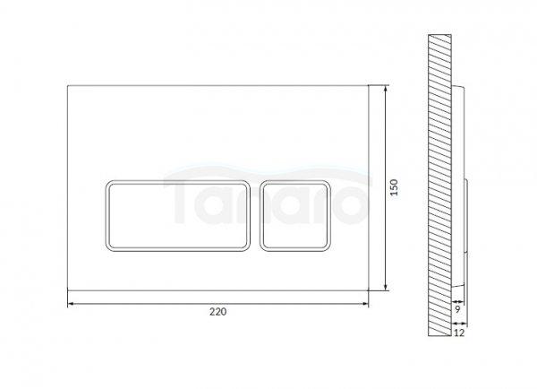 CERSANIT - Przycisk spłukujący BLOCK by Cersanit w kolorze złoty matowy z klawiszami owalnymi w kolorze czarny matowy  K97-0397
