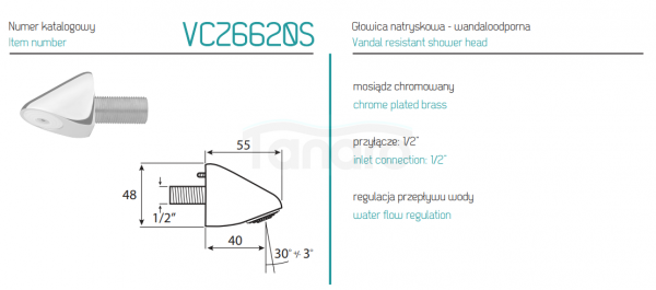 VEDO Głowica natryskowa VZC6620S/CH