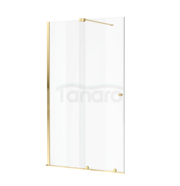 EXCELLENT Ortigo walk-in drzwi prysznicowe przesuwne 140x200 cm, powłoka Clean Control, złoty połysk KAEX.5012.K.1400.GL