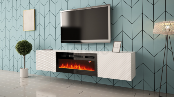 MEGSTYL SZAFKA RTV 180CM Z WKŁADEM KOMINKOWYM - CARBON 1