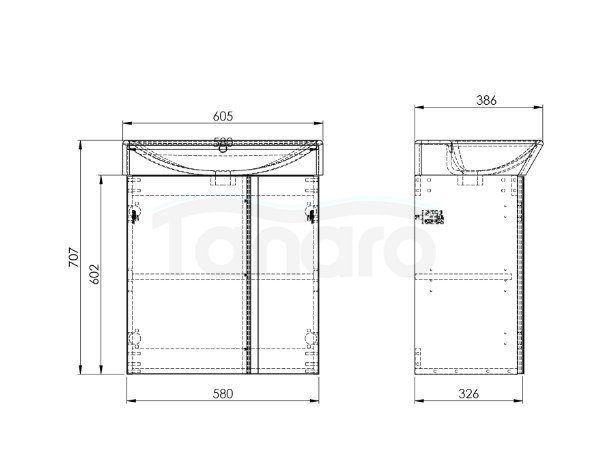 Elita Szafka z umywalką SET SKYE 60 2D 60.5 x 70.7 x 32.6 (cm) ORZECH LINCOLN PDW 168771