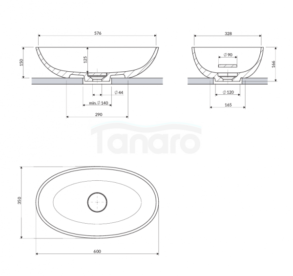 OMNIRES umywalka nablatowa, 60 x 35 cm SHELL M+ SHELLUNAG