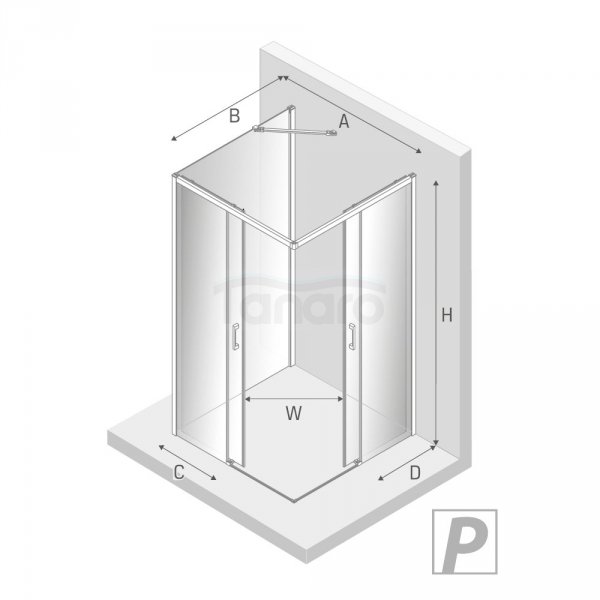 NEW TRENDY Kabina prysznicowa drzwi podwójne przesuwne PRIME LIGHT GOLD 80x90x200 K-1186