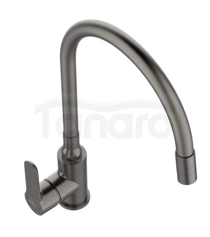 INVENA BATERIA ZLEWOZMYWAKOWA KSANTI PLUS Z RUCHOMĄ, 2F WYLEWKA, GRAFIT BZ-37-005-L