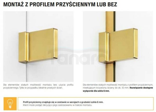 NEW TRENDY Kabina przyścienna AVEXA GOLD SHINE 100x100x200 EXK-2139/EXK-2109 POLSKA PRODUKCJA