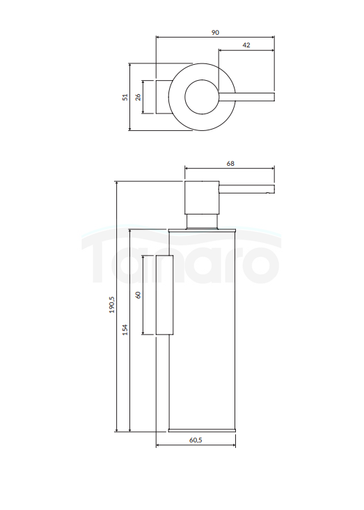 OMNIRES dozownik mydła w płynie wiszący modern project miedź szczotkowana MP60721CPB