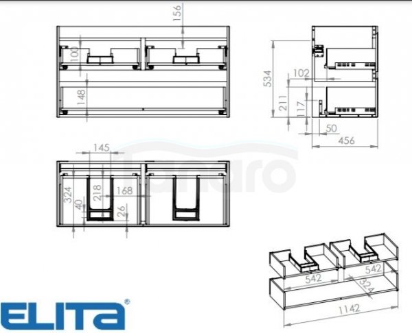 ELITA SZAFKA SPLIT 120 3S BLACK MATT 168183