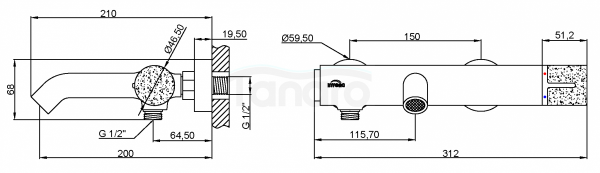 INVENA - Bateria wannowa GABRO PLUS chrom  BW-3P-001-V