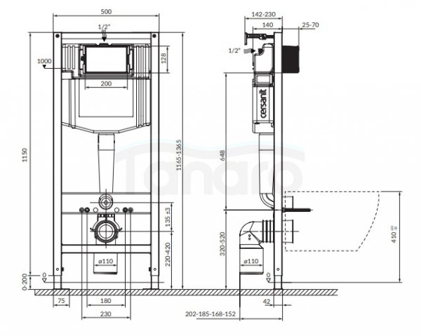 CERSANIT - Set C27 - stelaż podtynkowy AQUA 50 PNEU QF + miska zawieszana VIRGO by Cersanit CleanOn  + deska duroplastowa SLIM antybakteryjna, wolnoopadająca, z funkcją łatwego wypinania  S701-806