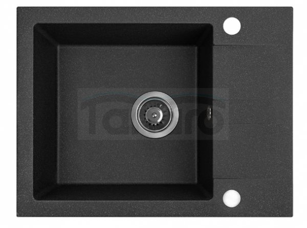AQUAFORM - zlewozmywak granitowy MARANELLO 440 X 570 X 215 - 1 komora z 1/2 ociekacza , CZARNY + syfon oszczędzający miejsce z korkiem automatycznym  AQ.901-1011012