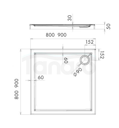 AQUAFORM - Brodzik prysznicowy kwadratowy SLIM czarny łupek 80X80X5/3 FI90