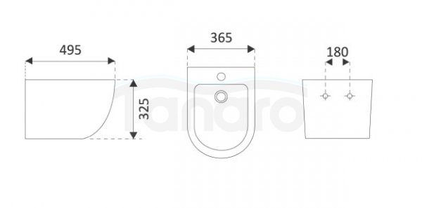 AQUAFORM - bidet wiszący SOLLER Rimless, kolor biały CE-BW-001-11-RIM