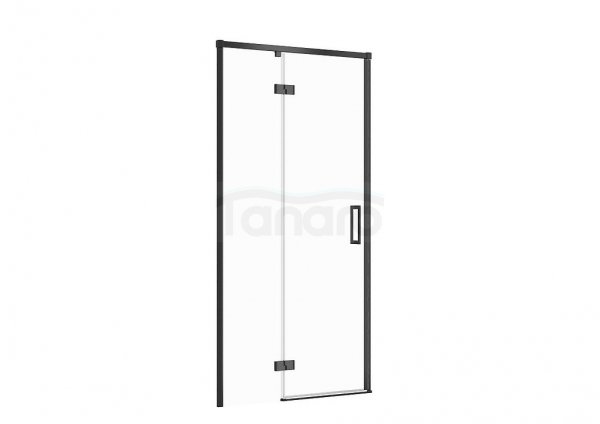 CERSANIT - Drzwi na zawiasach kabiny prysznicowej LARGA czarna 100x195 LEWE szkło transparentne  S932-129
