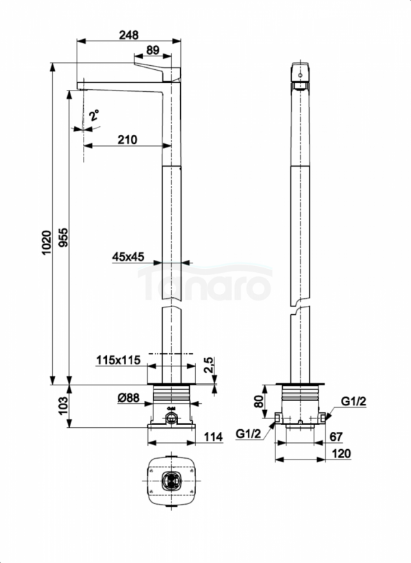 ARMATURA KRAKÓW KFA  bateria umywalkowa wolnostojąca MALAGA CHROM 4522-510-00