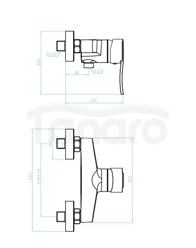 KUCHINOX - Bateria natryskowa MADERA ścienna bez zestawu natryskowego Chrom  BQM_040D