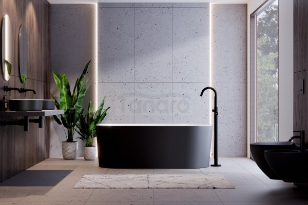 BESCO Wanna wolnostojąca Lova B&amp;W 160x74 + klik-klak chrom czyszczony od góry #WWM-160LBKC