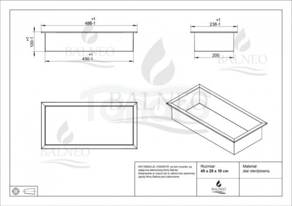  BALNEO WALL-BOX ONE Inox Półka wnękowa ze stali nierdzewnej 45x20x10 cm