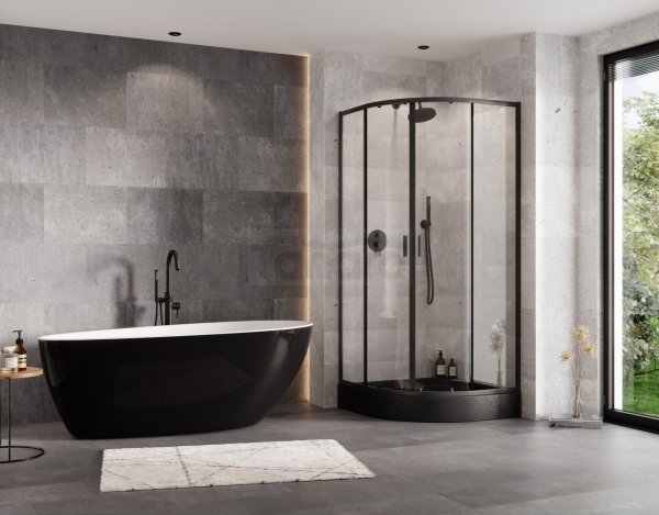 BESCO Kabina prysznicowa 90x90x190 Zarya Black ZPB-90-190-C