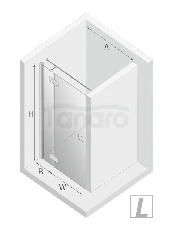 NEW TRENDY Drzwi wnękowe prysznicowe REFLEXA BLACK 100x200 EXK-1324 POLSKA PRODUKCJA