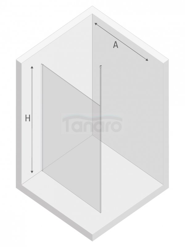 NEW TRENDY Kabina prysznicowa NESTA BLACK WALK-IN U 140x200 szkło czyste 8mm Active Shield 2.0 - WSPORNIK SUFITOWY K-1729-WS