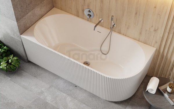 BESCO Wanna przyścienna wolnostojąca Denaya 150x75 Prawa + syfon chrom #WAS-150-DPC