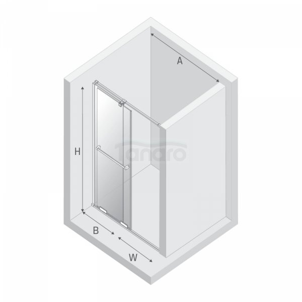 NEW TRENDY Drzwi wnękowe SMART GOLD BRUSHED 1D U 160x200 szkło czyste 8mm Active Shield 2.0 - UCHWYT RELING EXK-7516