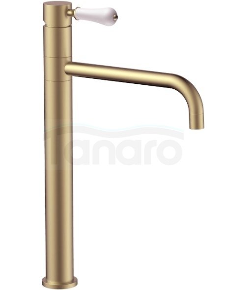 REA - Bateria umywalkowa obrotowa SERRA Złota Szczotkowana/ Gold Brush Wysoka