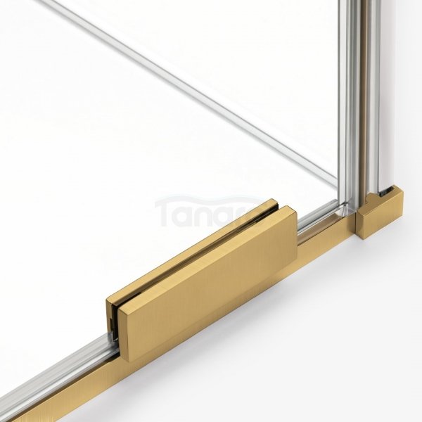 NEW TRENDY Kabina prysznicowa SMART GOLD BRUSHED 1D prostokątna U 140x100x200 szkło czyste 8mm Active Shield 2.0 - UCHWYT RELING EXK-7582