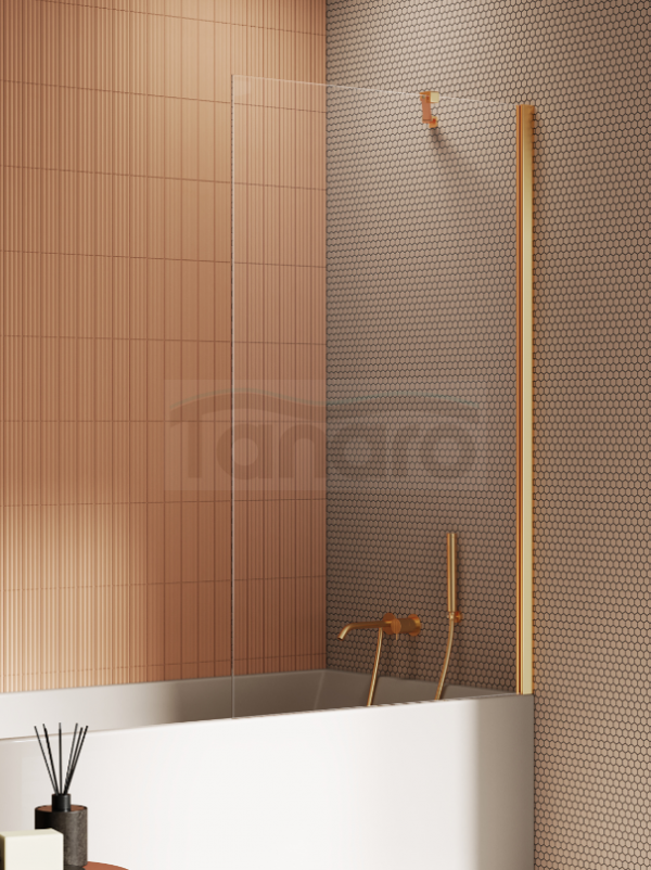 NEW TRENDY Parawan nawannowy NEW SOLEO GOLD BRUSHED stały U 50x140 szkło czyste 6mm Active Shield 2.0 P-0182