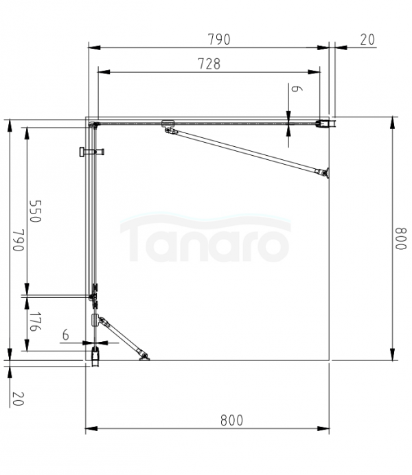 OMNIRES Kabina prysznicowa kwadratowa z drzwiami uchylnymi, 80x80 MH8080CRTR
