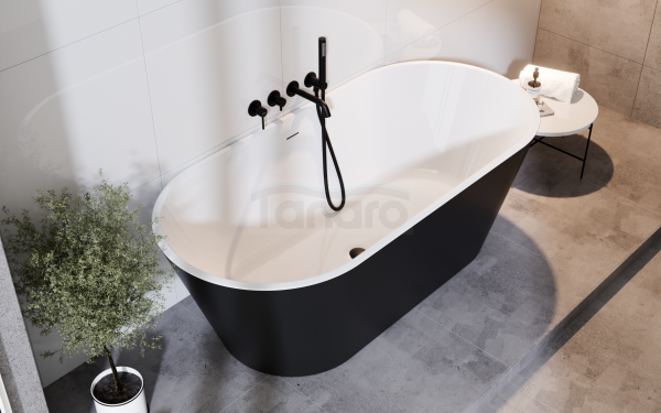 BESCO Wanna wolnostojąca Deeva B&amp;W 180x80 + maskownica odpływu biała #WWA-180-DBW