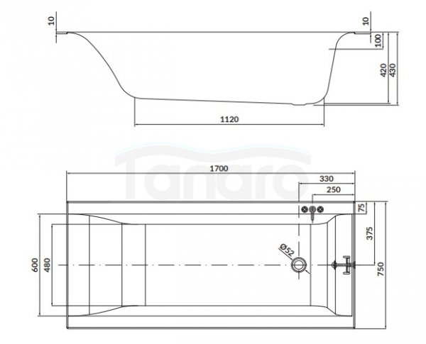 CERSANIT - Wanna prostokątna LARGA Slim 170 x 75 cm S301-303