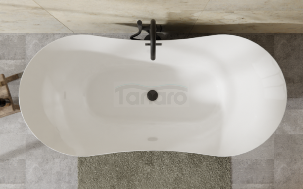 BESCO Wanna wolnostojąca Amber B&amp;W 170 x80 + maskownica syfonu z przelewem czarna #WAS-170ABBC