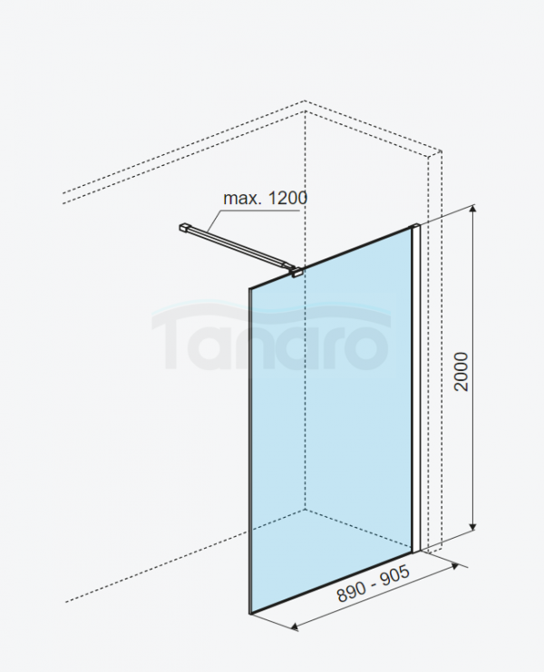 EXCELLENT Vidoq walk-in ścianka prysznicowa prosta 90x200 cm, powłoka Clean Control, złoty szczotkowany KAEX.1506.900.LP.GB