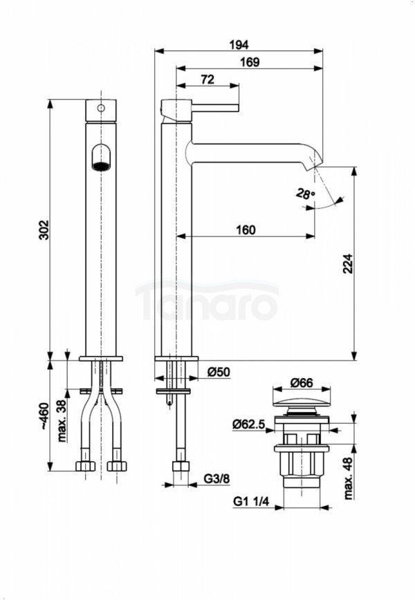 ARMATURA KRAKÓW KFA Bateria umywalkowa wysoka nablatowa MOZA MINI WHITE 5032-632-44