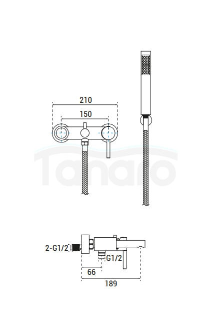 BESCO Bateria wannowa ścienna Zea czarny mat BW-ZS-CZ