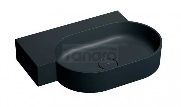 OMNIRES umywalka nablatowa/wisząca OVO M+ lewa, 64 x 44 cm black lava mat OVO645UWLBLV