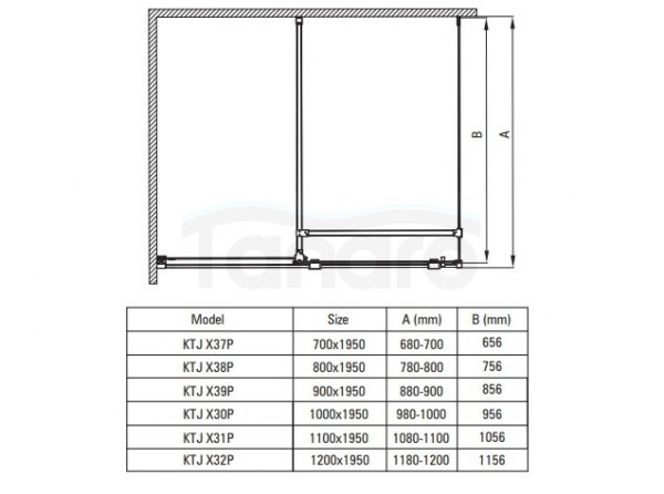 DEANTE - Ścianka prysznicowa PRIZMA walk-in 110 cm chrom  KTJ_031P