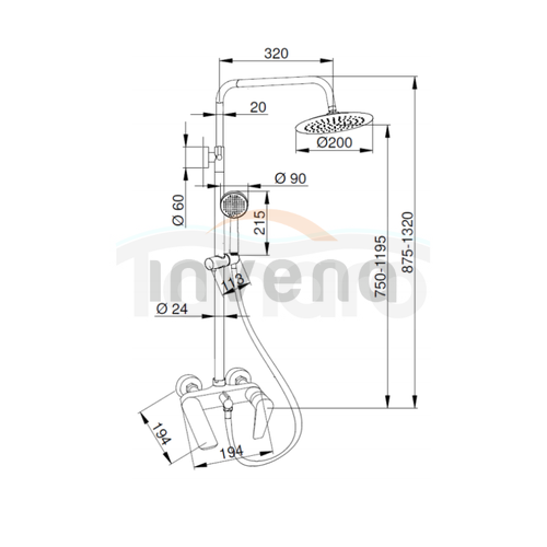 INVENA - Zestaw natryskowy DOKOS z baterią wannową CZARNY  AU-19-B04-V